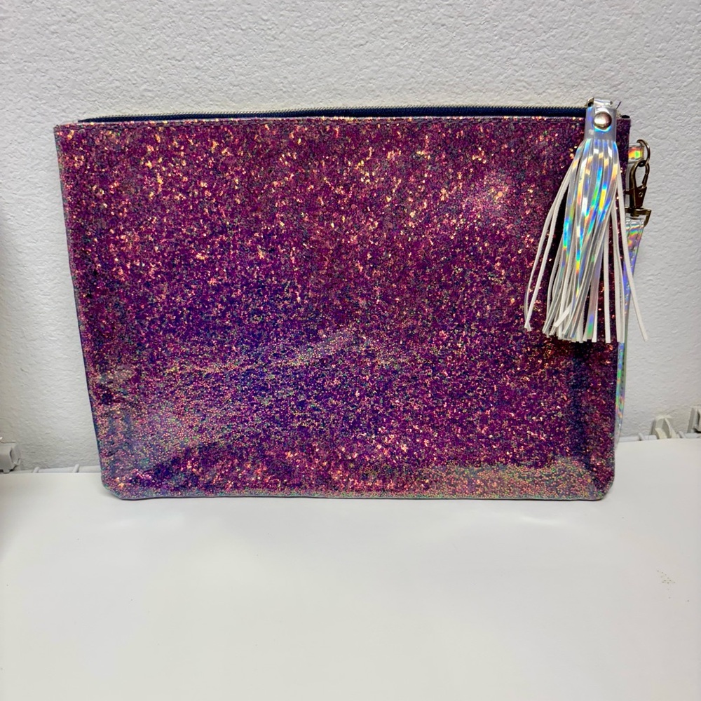 Mixit Purple Cosmetic Bag with Shimmery Finish and Tassel
